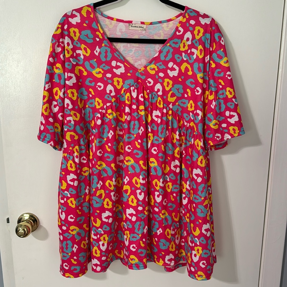 Colorful cheetah Southern Stitch top